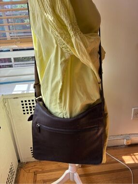 Fossil Vintage Y2K Brown Pebbled Leather Crossbody Messenger Bag